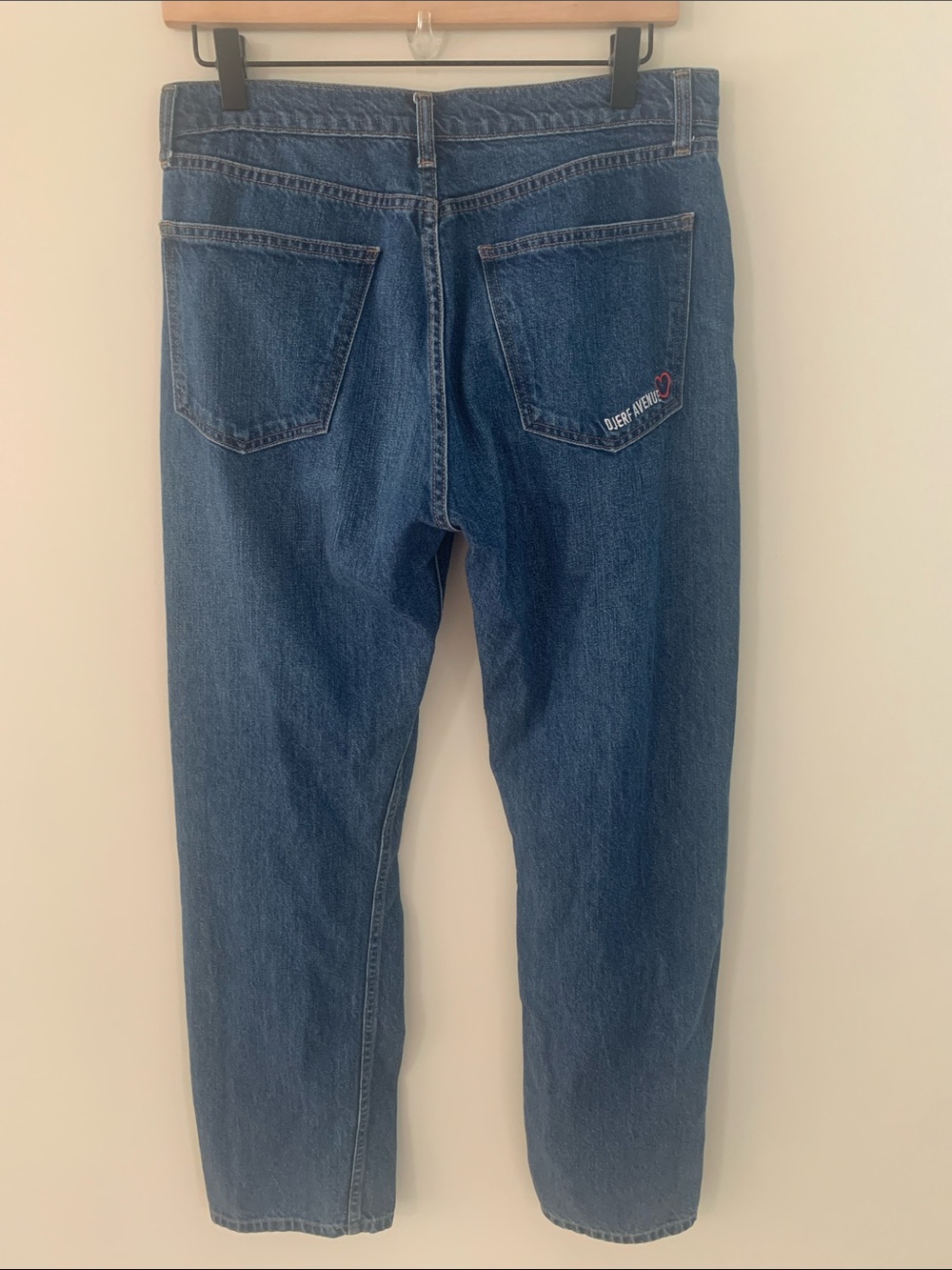 Djerf Avenue Relaxed Jeans Dark Blue Straight Leg Organic Cotton Size 28